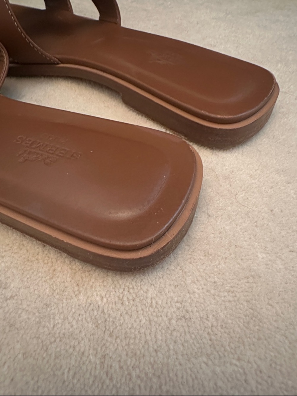 Hermes Oran Leather Slide Sandals - Picture 8 of 9